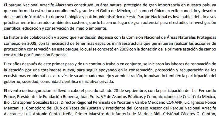Fundación Bepensa refrenda su compromiso con la conservación y protección del Parque Nacional Arrecife Alacranes