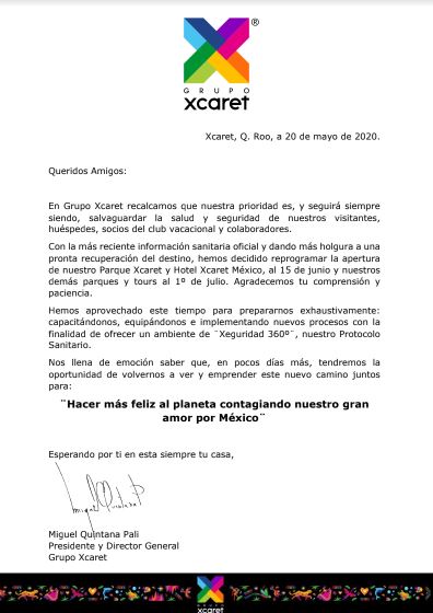 Xcaret anuncia fechas de regreso
