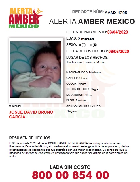 ACTIVACIÓN ALERTA AMBER JOSUÉ DAVID BRUNO GARCÍA