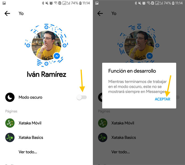 Cómo activar ya el modo oscuro de Facebook Messenger