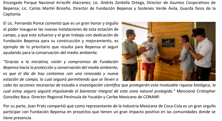 Fundación Bepensa refrenda su compromiso con la conservación y protección del Parque Nacional Arrecife Alacranes