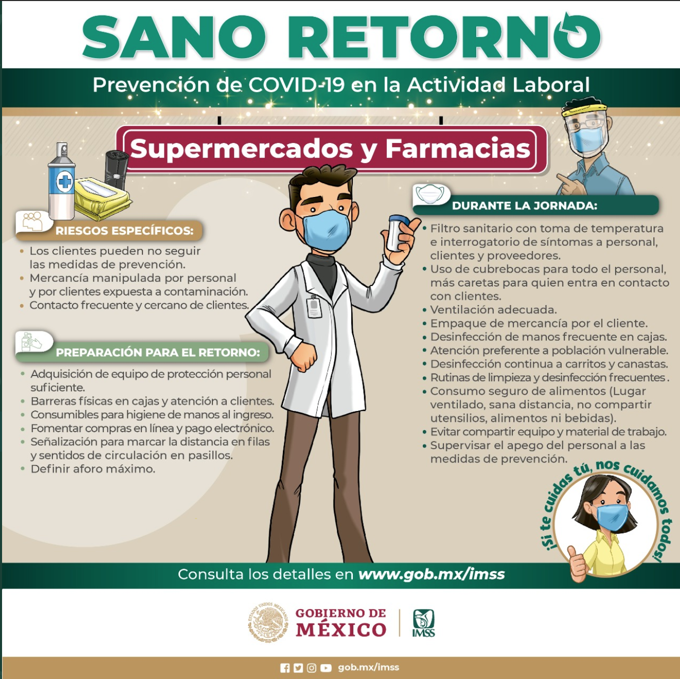 PROPORCIONA IMSS RECOMENDACIONES PREVENTIVAS ANTE COVID-19 AL ACUDIR A SUPERMERCADOS