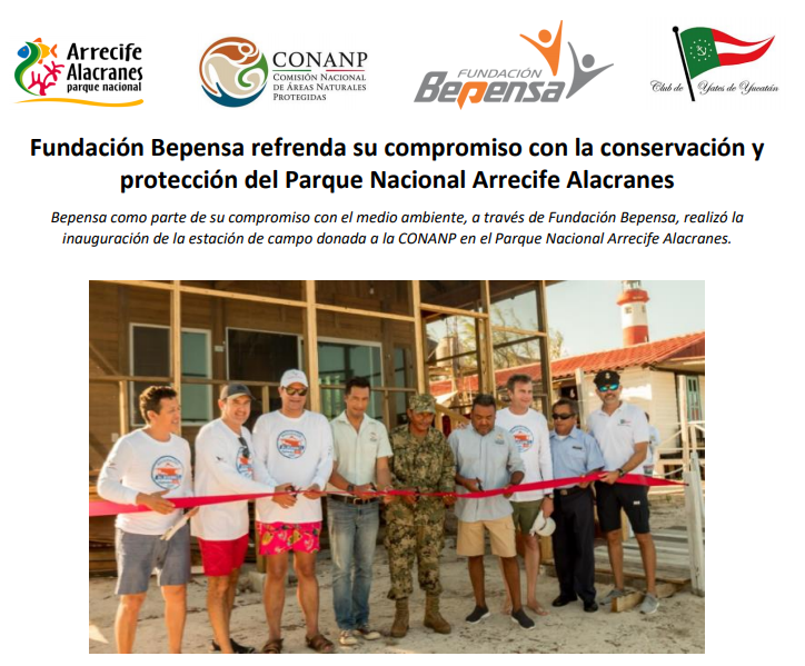Fundación Bepensa refrenda su compromiso con la conservación y protección del Parque Nacional Arrecife Alacranes